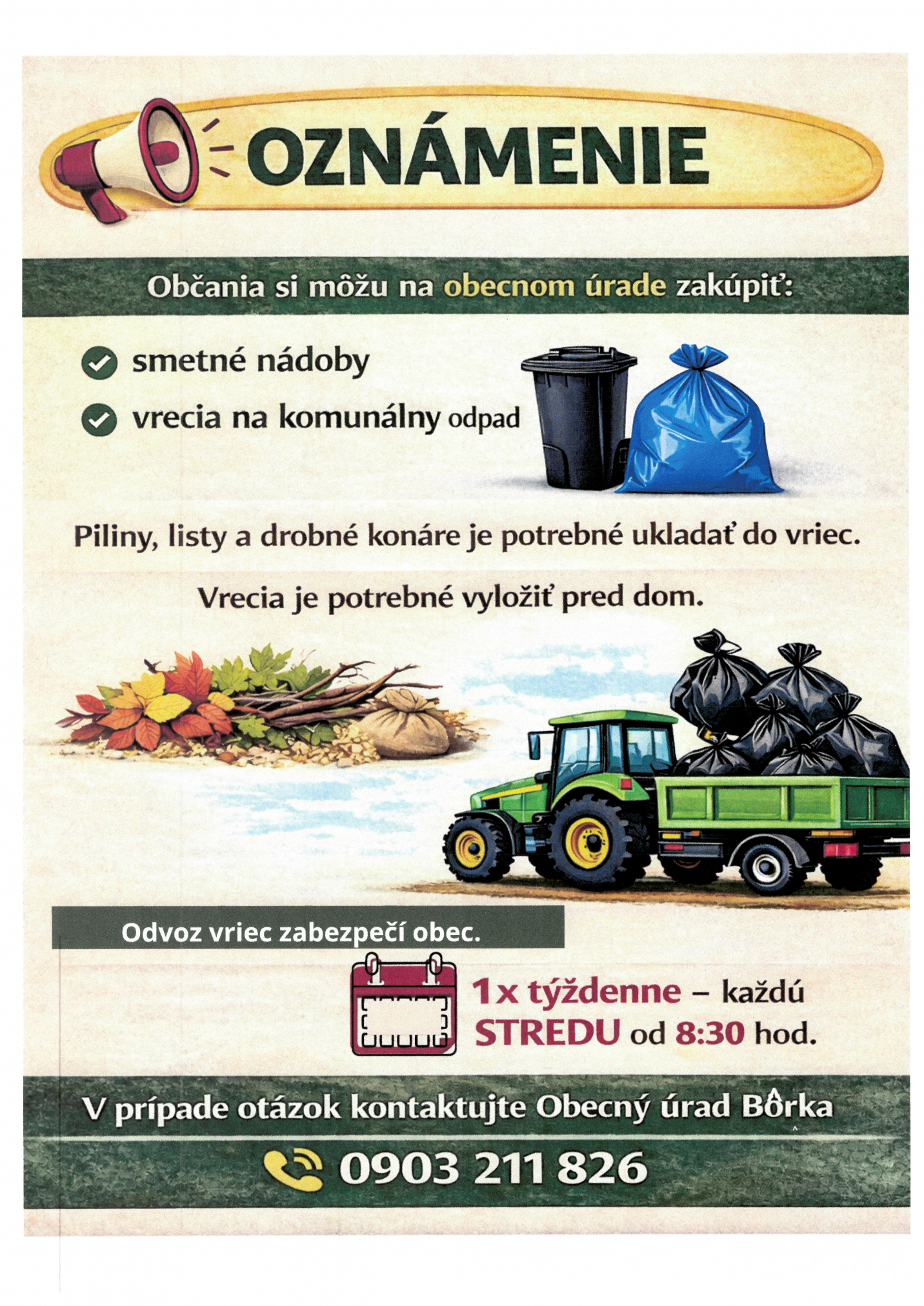 Fotka - Oznámenie - zber odpadu