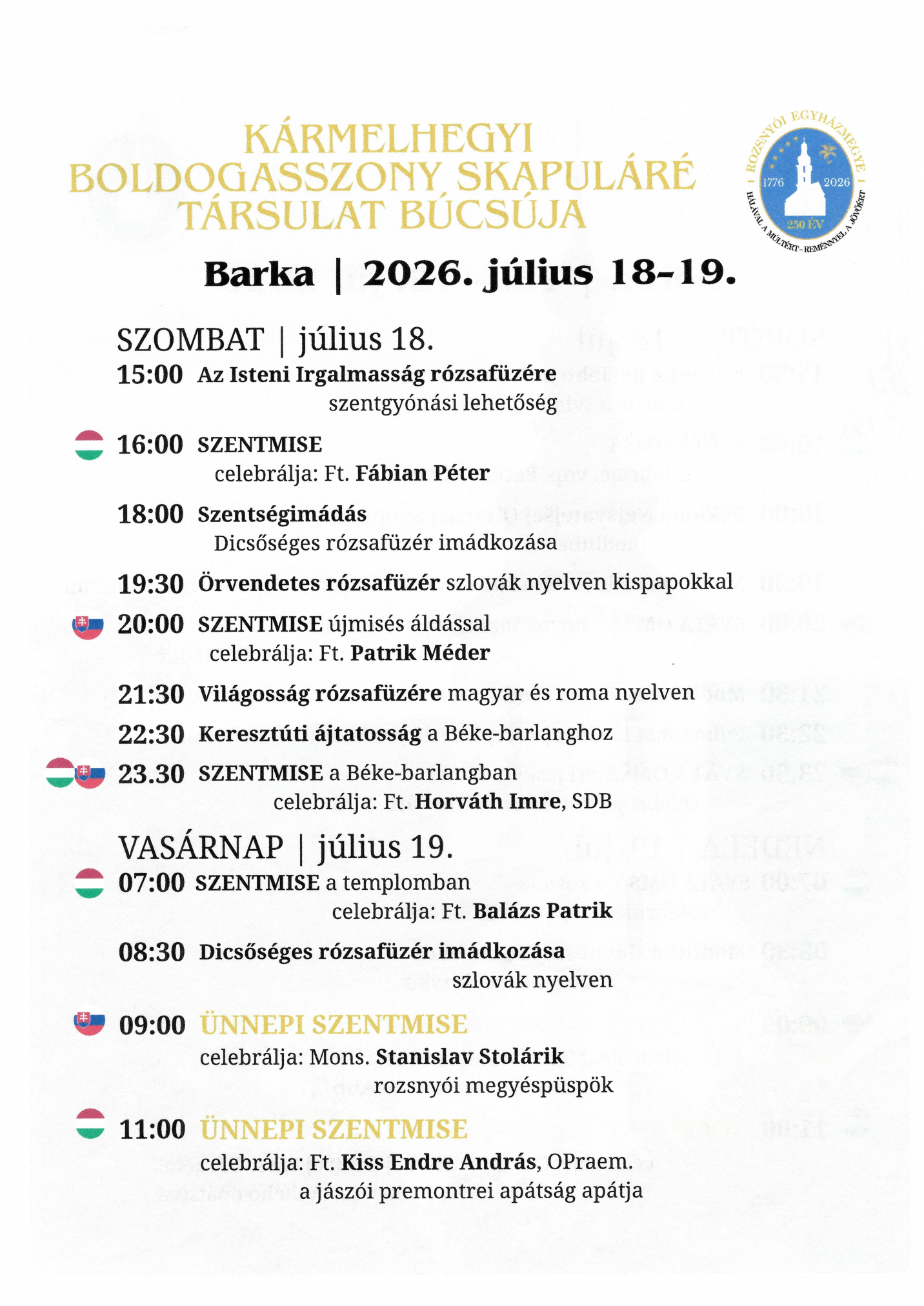Fotka - Barka-i Búcsú - program 2026
